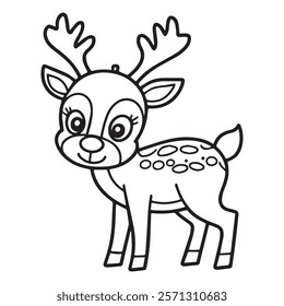 Cute Deer Doodle Coloring Page Character for Kids Activities