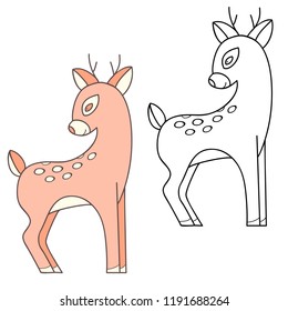 Cute deer doodle illustration.