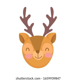 cute deer face animal cartoon character vector illustration