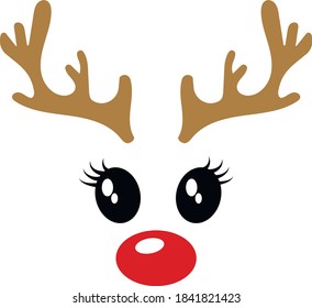 
Cute deer face. Deer eyes, horns and nose