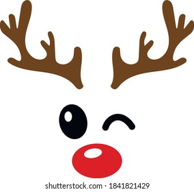 
Cute deer face. Deer eyes, horns and nose