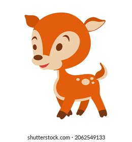 Cute deer fawn cartoon illustration. Vector image