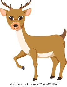 Venado lindo en ilustración de estilo caricatura plana