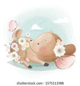 Cute Deer with Flowers All Over His Body
