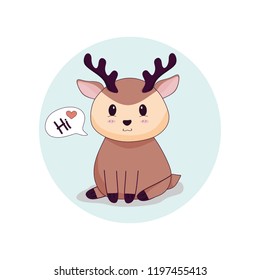 Cute deer graphic say hi with love