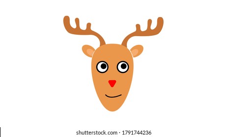 Cute deer head cartoon decoration merry christmas icon.