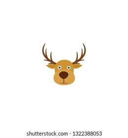 cute deer head cartoon icon on a white background