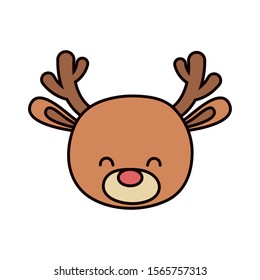 cute deer head cartoon icon on white background vector illustration
