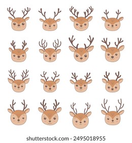 Cute deer head clipart design illustration