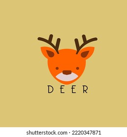 cute deer head logo, flat design illustration