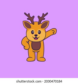 Cute deer hero. Animal cartoon concept isolated. Can used for t-shirt, greeting card, invitation card or mascot.