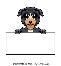 Cute deer hound dog cartoon holding blank sign