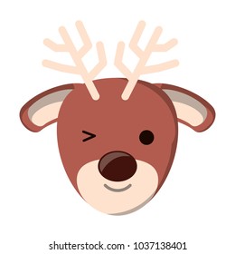 Cute deer icon over white background, colorful design. vector illustration