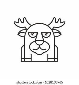 cute deer icon, thin line style, flat design
