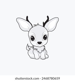 Cute deer icon vector. Wild fawn silhouettes in flat style isolated on white background. Icon vector illustration.