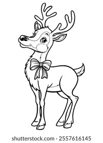 Cute Deer Illustration for Coloring Pages