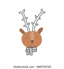 Cute deer. Illustration for the design of children's rooms, greeting cards, textiles. Vector illustration.