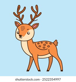 Ilustração de veado bonito, design de estilo plano