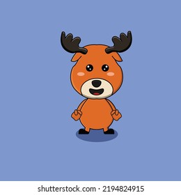 cute deer illustration vector permium