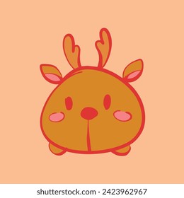 the cute deer illustration vector sticker icon mascot