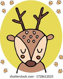Cute deer illustration. Zoo illustration. Cute cartoon animal. Can be used for book illustrations, wallpapers and other items.