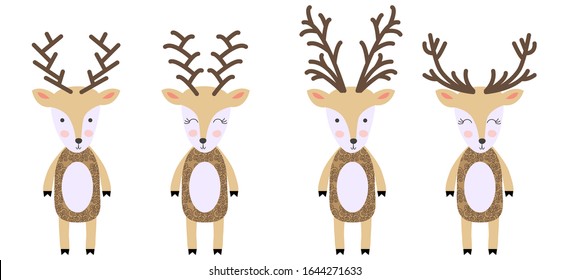 cute deer for kids in scandinavian style. Hand drawn graphic zoo. Perfect for baby shower, postcard, label, brochure, flyer, page, banner design.