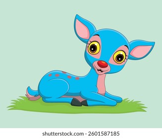 Cute deer laying in the grass vector illustration