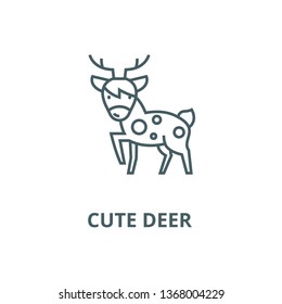 Cute deer  line icon, vector. Cute deer  outline sign, concept symbol, flat illustration