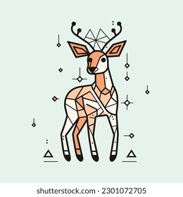 Cute Deer logo kawaii cartoon illustration