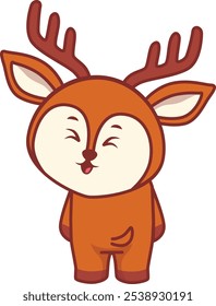 Cute Deer Looking Back Smile Illustration