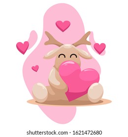 cute deer with love cartoon vector