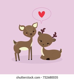 cute deer in love vector