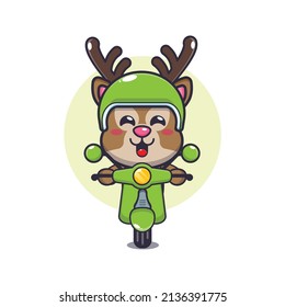 cute deer mascot cartoon character ride on scooter