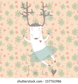 Cute deer on the romantic background. I'm in love!