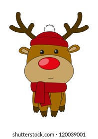 Cute deer on white background