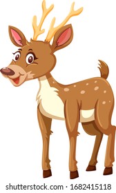 Cute deer on white background illustration