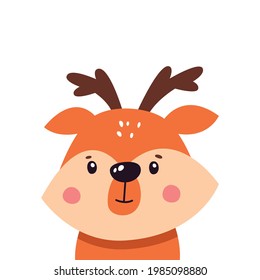 Cute deer on a white background, cartoon, vector illustration, logo.