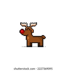 cute deer in pixel art style