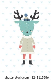 Cute deer in a scandinavian style. Vector illustration.