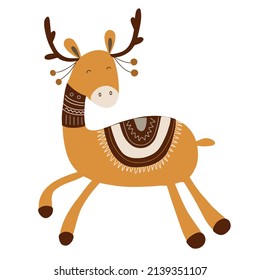 Cute deer in scandinavian style with warm colors. vector illustration