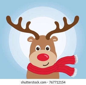 Cute deer with scarf - vector illustration