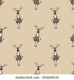 cute deer seamless pattern vector,eps10.good for fabric,textile,crapbook,wrapping paper.fabric for kids.
