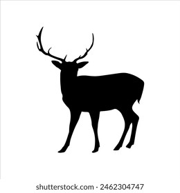 Cute deer silhouette isolated on white background. Deer icon vector illustration design.