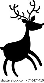 Cute deer silhouette - vector illustration. Isolated on white background.