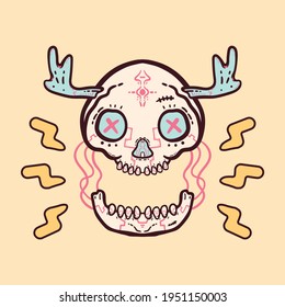 cute deer skull vector illustration