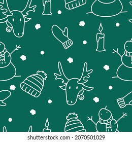 Cute deer and snowman christmas pattern