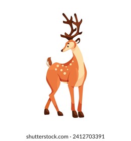 Cute Deer mit Spots und Antlern als adorable Hoofed Mammal-Vektorgrafik