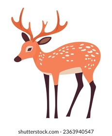 Cute deer standing design over white