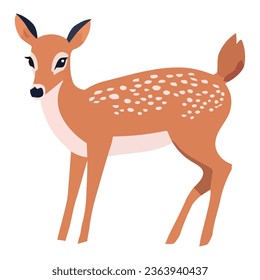 Cute deer standing vector over white