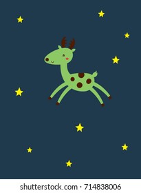 cute deer in the starry night
